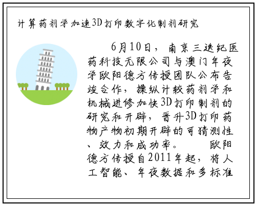 计算药剂学加速3D打印数字化制剂研究_bat365官方网站登录